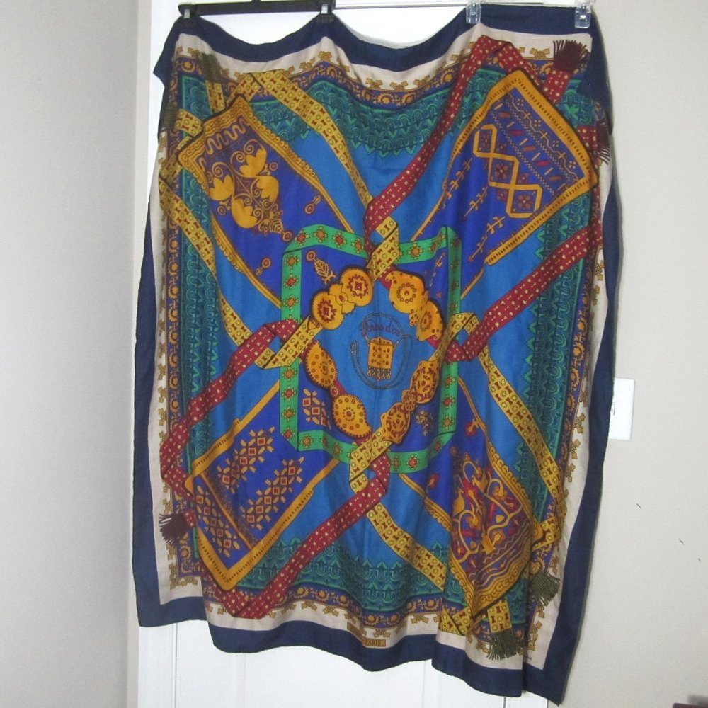 Hermes BRINS D'OR Shawl Cashmere Silk Blend Vibrant Colors Approx. 140 cm Square
